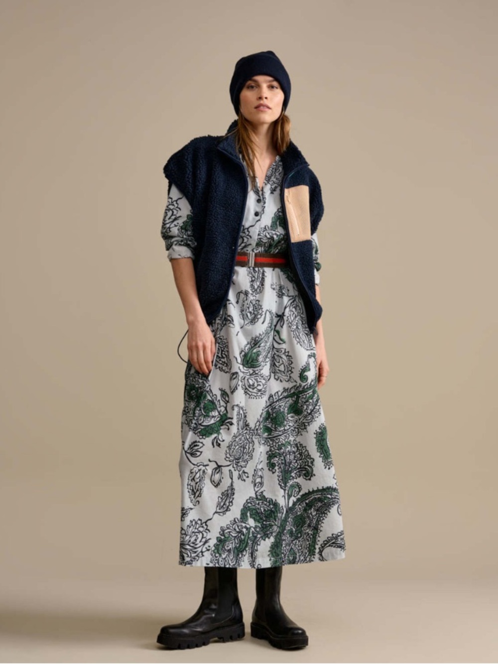 ✅ NWT Bellerose Dress Vascos Maxi Caftan in Blue Paisley Floral